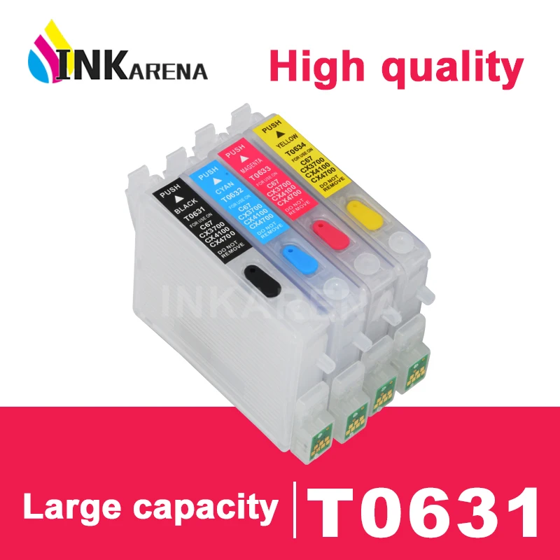 

INKARENA Ink Cartridge T0631 For Epson 0631 Stylus C67 C87 Plus CX3700 CX4100 CX4700 CX5700F CX7700 Printer Ink Cartridges Kit