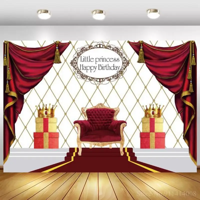 

Винно-красная занавеска Королева престол женщины день рождения Декор для стола красная ковровая дорожка для девочек принцесса фон для фотографии