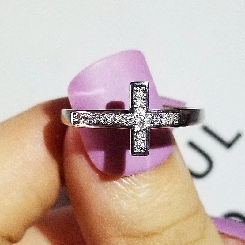 

2022 New Arrival Trendy The Cross silver color cute Fashion Ring For Girl Gift Christmas Gift Jewelry Wholesale R5717