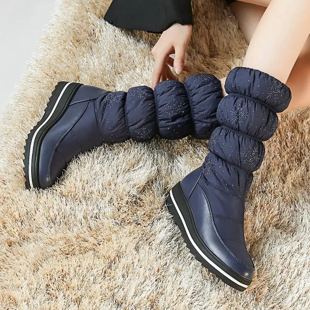 

DoraTasia Plus Size 35-44 Female Winter Snow Boots Platform Mid Calf Plush Boots Women 2020 Warm Fur Comfort Shoes Woman