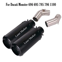 motorcycle exhaust tips muffler tube black mid link pipe for ducati monster 696 695 795 796 1100