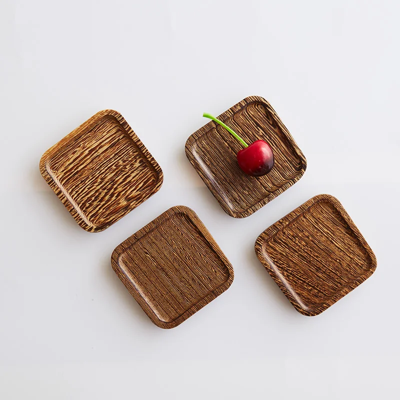 

4pcs/set Wooden Square Drink Coasters Eco Natural Solid Wood Heat Resistant Pads Cups Holder Mini Storage Tray Placemats