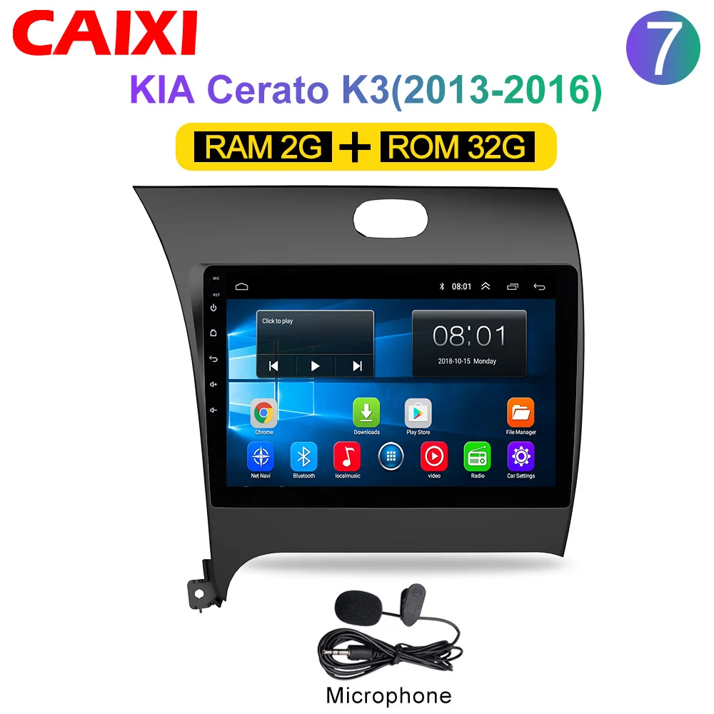Cx-K32-MIC CAIXI ram 2G rom 3 2G автомобильный Радио мультимедийный плеер Android 8,1 автомобильный dvd для Kia CERATO K3 FORTE 2013 gps навигация - Цвет: Cx-K32-MIC
