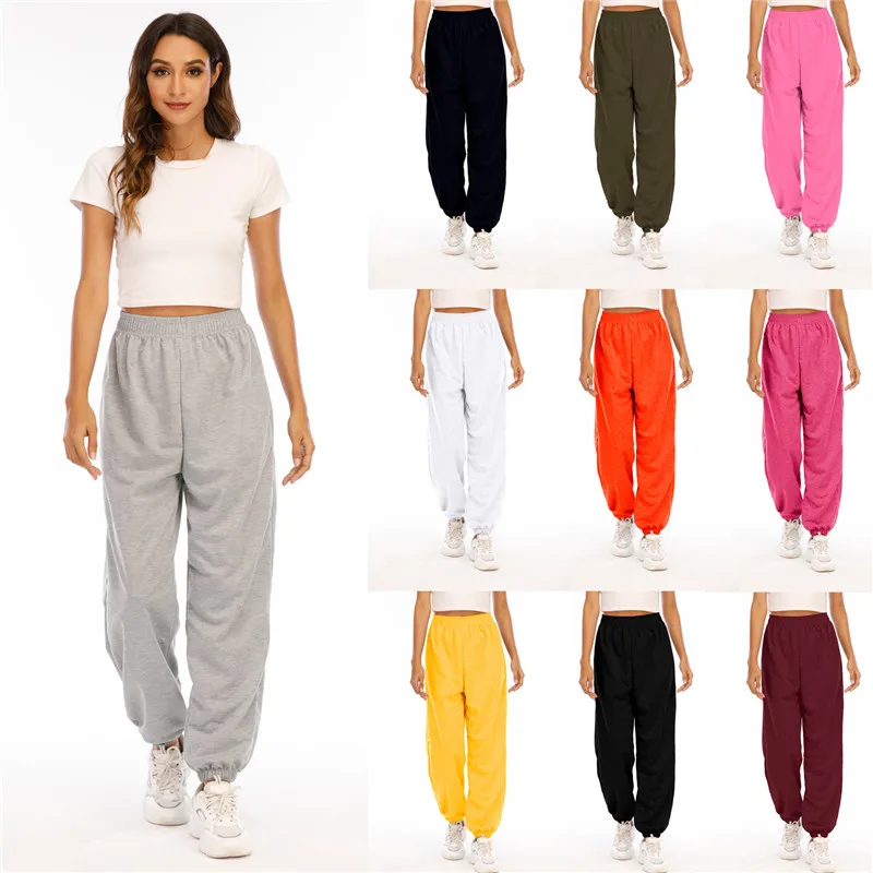 

10 colors sale Women Pencil sweatpants Waist Casual Women Pants Solid Plus Size sweat Pants Slim Fit Trousers
