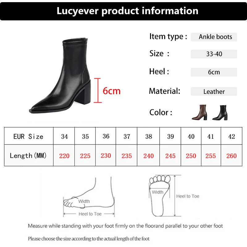 

Lucyever Women Vintage Genuine Leather Zipper Thick High Heels Ankle Boots 2020 Autumn Black Pointed Toe Short Botas Woman Shoes