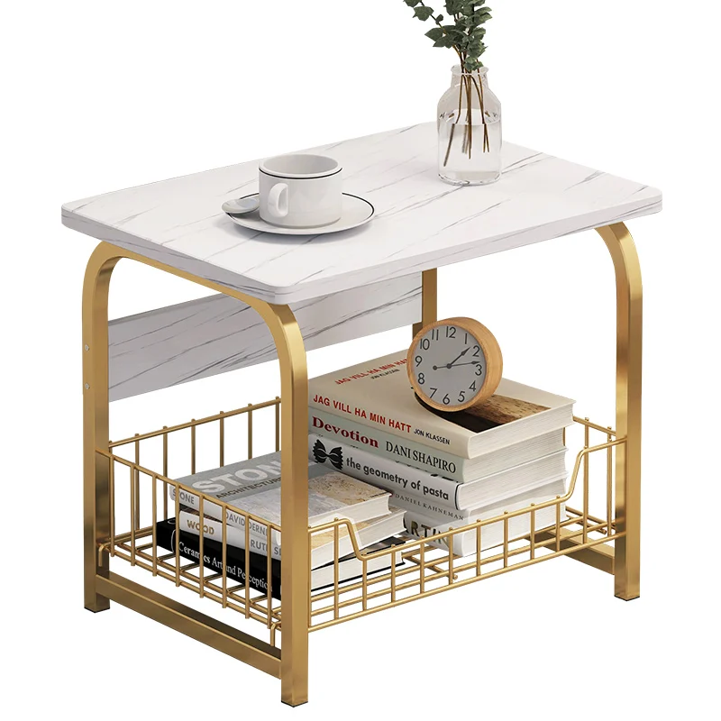

Деревянный журнальный столик с мраморной текстурой, кофейный столик, столик для дивана, ночная тумбочка с корзиной для хранения, поднос для ...