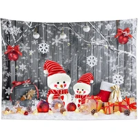 Red Xmas Colorful Balls And Snowman Christmas Tree Santa Claus 2022 New Year Tapestries Holiday Party Home Decor