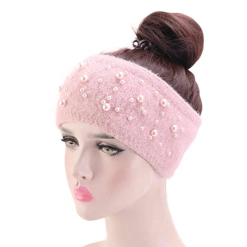 Зимняя теплая вязаная повязка на голову с ушками женская модная тюрбан из