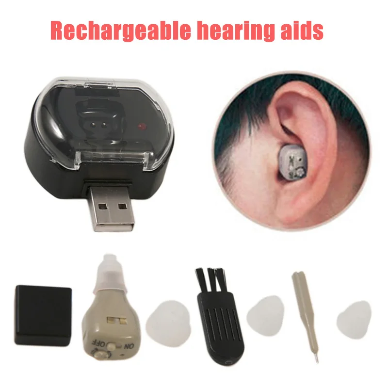 

Audiphone Rechargeable Hearing Aids Sound Amplifier Invisible For Elder Deaf Portable Lightweight Hearing aid hot
