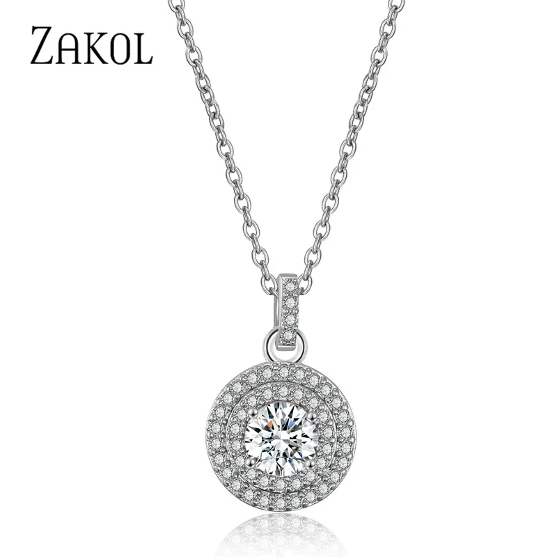 Женское Ожерелье ZAKOL классическое ожерелье с микро цирконием модное свадебное