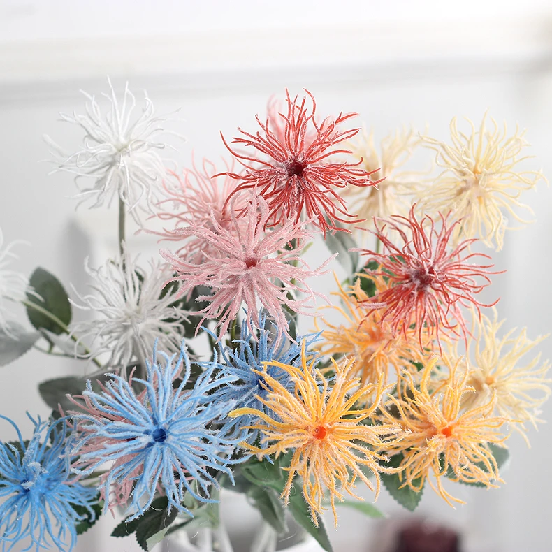 63 см морский урчин цветок шип поддельные цветы шариковая Кисть белый желтый