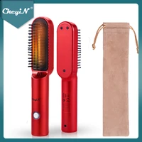 ckeyin wireless hair straightener brush hot comb heated ionic hair straightening brush frizz free fast heating usb rechargeable