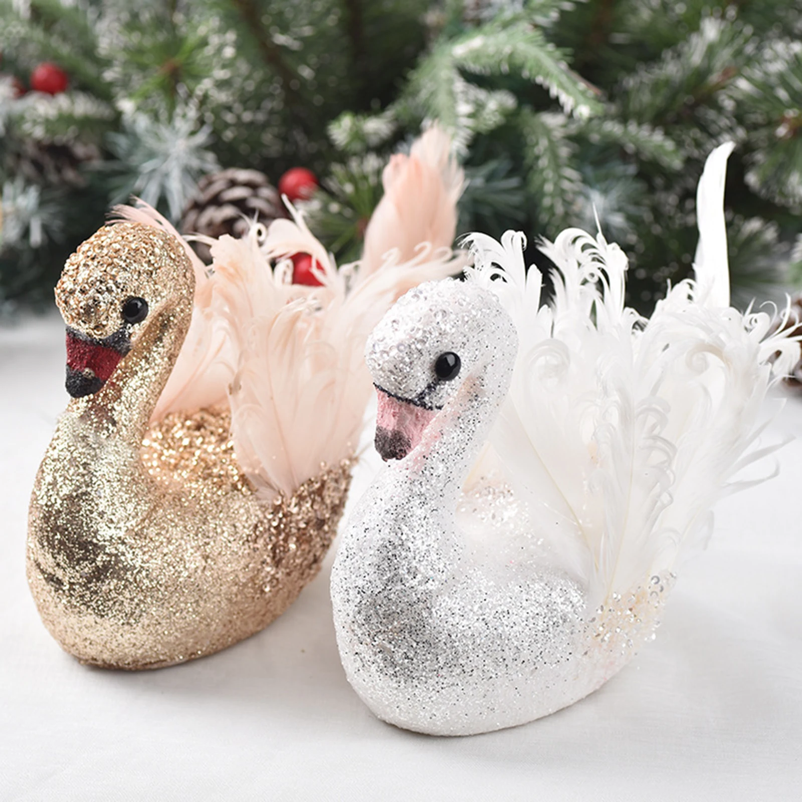 

18cm Simulation Animal Peluche Stuffed Small Decorative Items Gold Arrivals Baby Kids Animals Toys New Fake Bird Swan