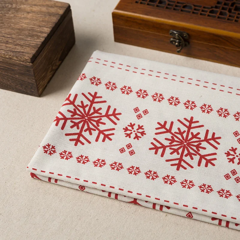 100*150 см льняная ткань Рождественская Снежинка печатная наволочка для дома