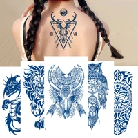 herbal plant tattoo stickers dragon lion owl juice tattoo semi permanent tattoo men women body art sticker
