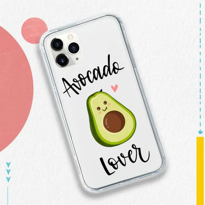 

cute cartoon Avocado food Phone Case Transparent soft For iphone 5 5s 5c se 6 6s 7 8 11 12 plus mini x xs xr pro max