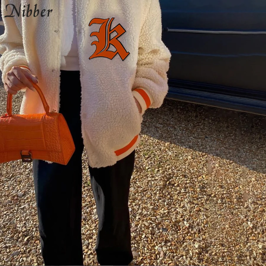 Модная уличная теплая куртка Nibber из овечьей шерсти однобортная бейсбольная