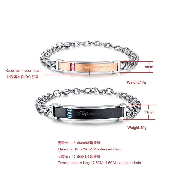 MOONROCY Titanium Steel Bangle Bracelet Party Jewelry True Love Words Fadeless Couple Gift | Украшения и аксессуары