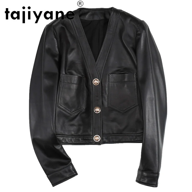 Real Spring 2021 Sheepskin Jacket Women Genuine Leather Coats Woman Jackets Female Black Coats Short Femme Veste TN