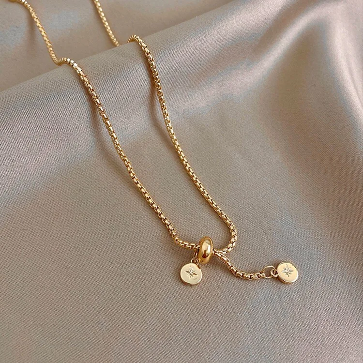 Dainty Zircon North Star Necklaces Women Hip Hop Jewelry Gold Round Eight Pointed Charms Necklace Fashion Party Chains Gift | Украшения и