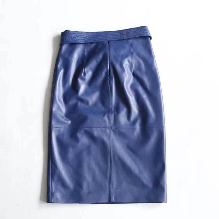 

Spring autumn women's high quality high-rise leather skirts Chic OL elegant genuine leather pencil skirt B566