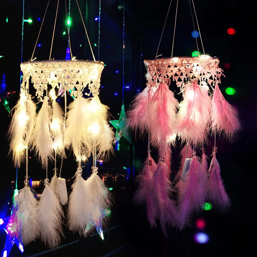 Девушка сердце Ловец снов ночник национальные Перьевые Украшения кружевные