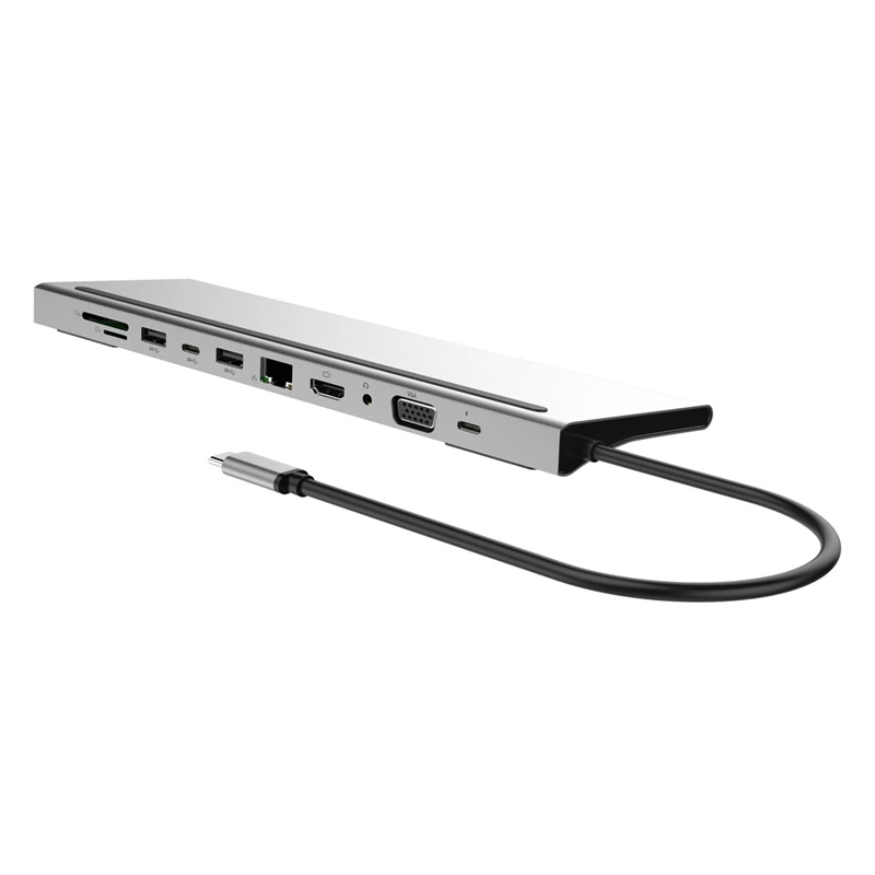 USB C концентратор для USB3.0 TF SD ридер HDMI VGA RJ45 3 5 аудио мини DP док станция MacBook Pro type 11