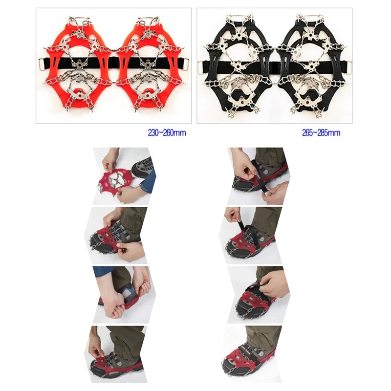 

High Quality Outdoor Climbing Antiskid Crampons Winter Walk 18 Teeth Ice Fishing Snowshoes Manganese Steel Slip Shoe Covers