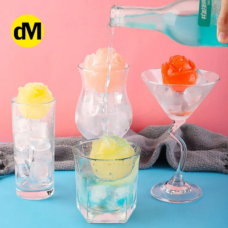 

DM 1pcs Ice Cube Tray 3D Rose Silicone Mold DIY Ice Maker Household Use Cool Whiskey Wine Kitchen Tools Pudding Ice Cream Mold