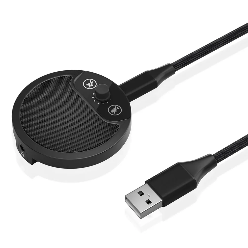 

USB Microphone Condenser Recording Mic 3.5mm Conference Computer Desktop Video Sound Pick-up Podcasting