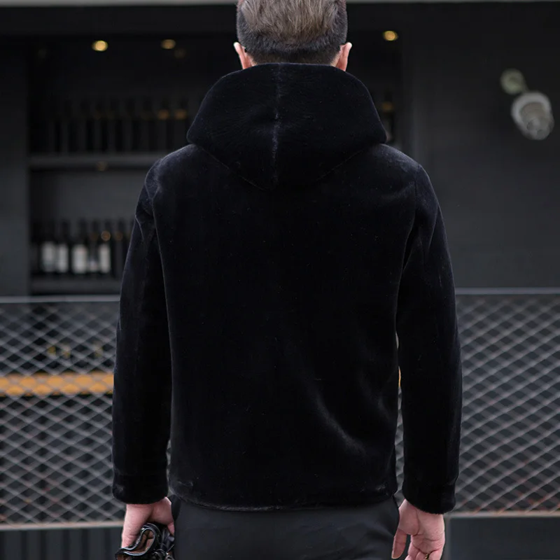 

Clothing Coat Real Men Fur Autumn Winter Jacket Men Sheep Shearing Wool Coats Plus Size Short Hooded Men's Jackets