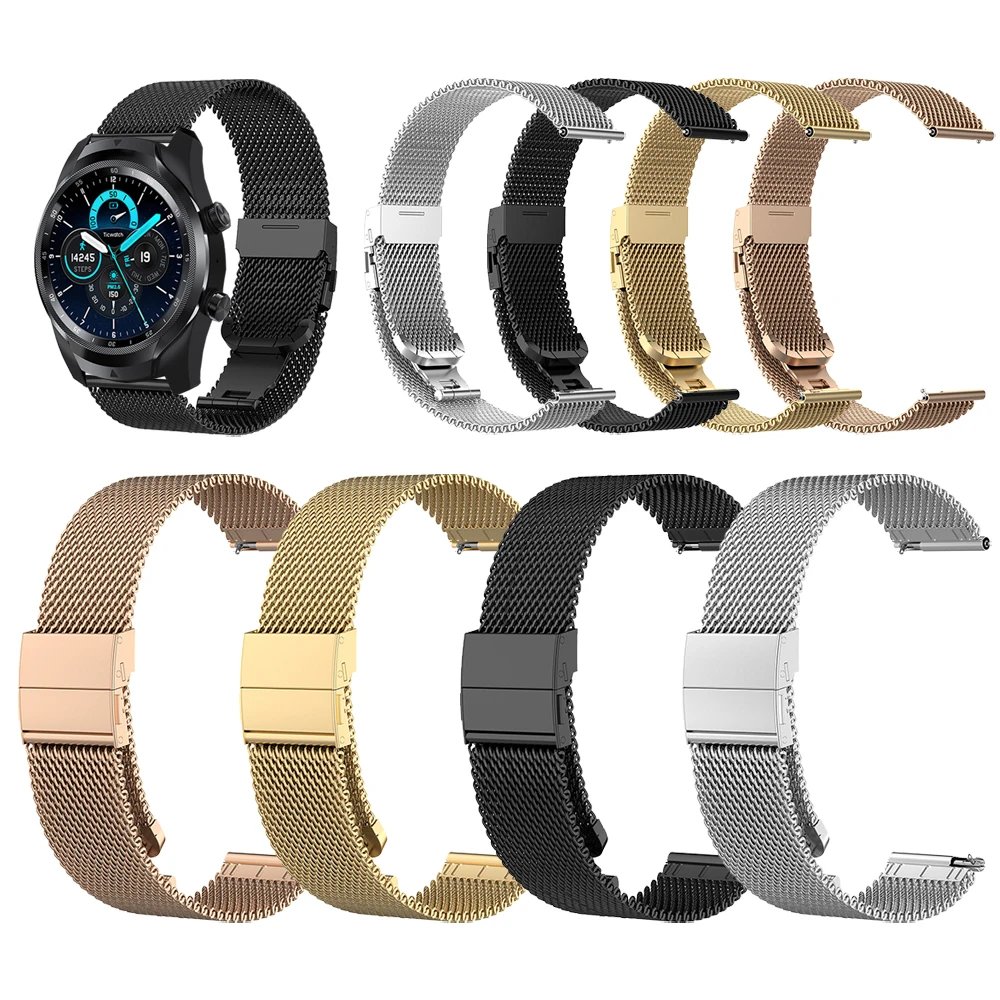 

Milanese Metal Mesh Belt Watchband For TicWatch Pro2021 4G/Pro 3 GPS/Ticwatch GTX/Pro 2020/E2/S2 Strap Wrist Band Steel Bracelet