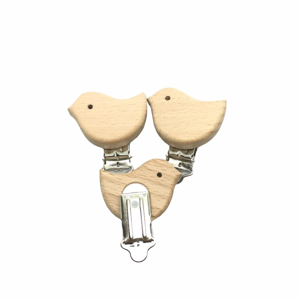 25 шт массив бука деревянная в форме птиц для Нержавеющая сталь зажимы соски