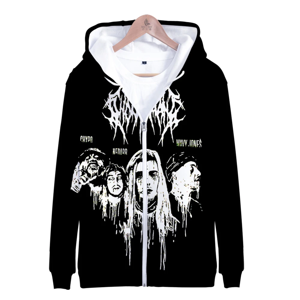 Толстовки Ghostemane мужские 2019 в стиле рок хип хоп женские с карманами на молнии худи