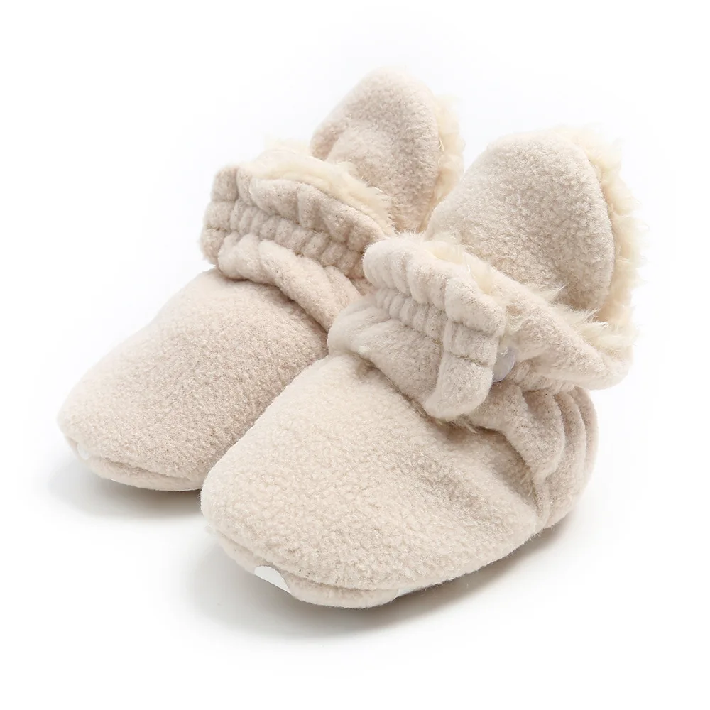 Winter Fleece Lining Baby Booties 0-1 Years Shoes Infant Toddler First Walkers Soft Sole Foot Socks |