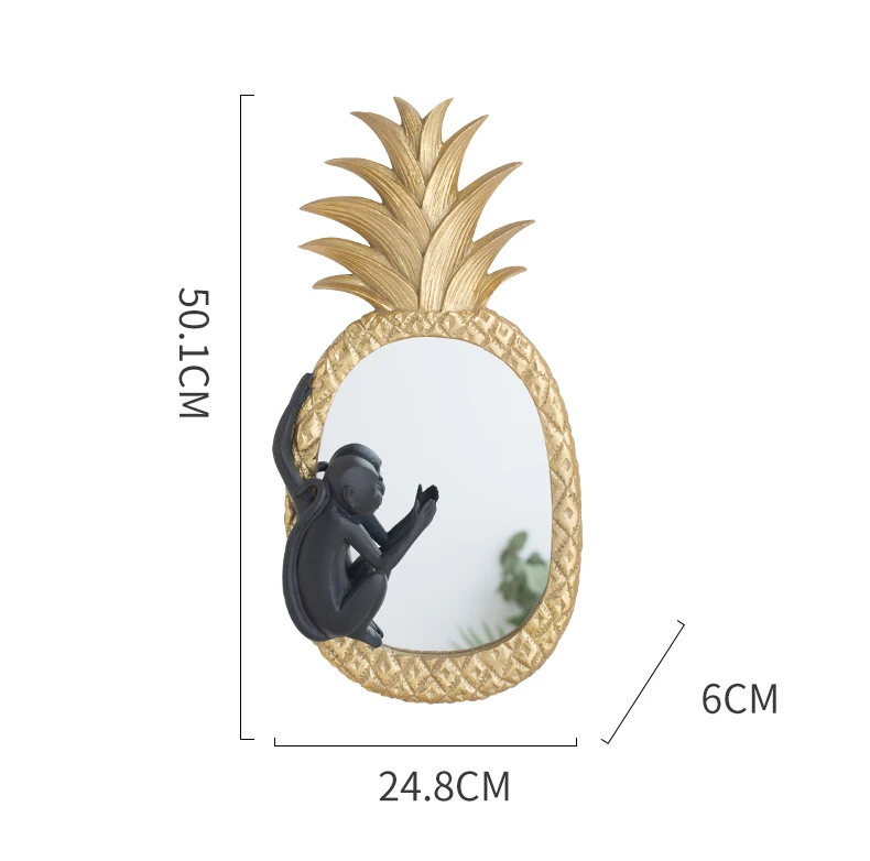 Зеркало для макияжа в виде обезьяны лазания на золотой ананас статуя спальни