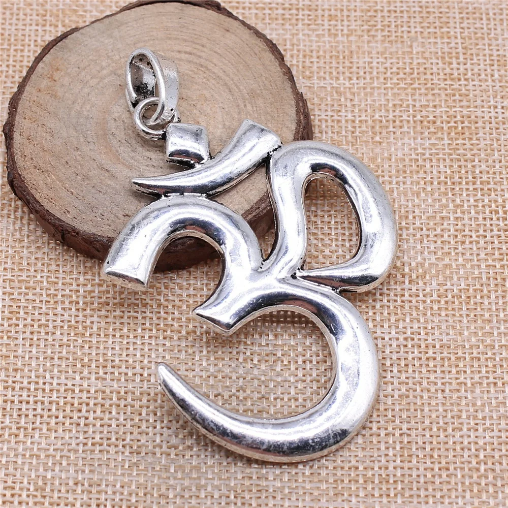 

4pcs 75x56mm antique silver Oversized OM Yoga Symbol charms diy retro jewelry fit Earring keychain hair card pendant