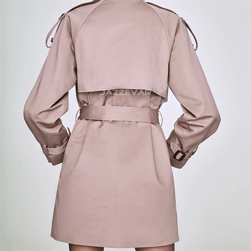 Женский двубортный тренчкот с поясом повседневный длинный в Корейском стиле