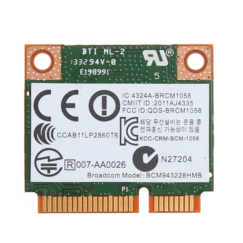 

300M WiFi Bluetooth 4.0 Wireless PCI-E Card For BCM943228HMB HP SPS 718451-001