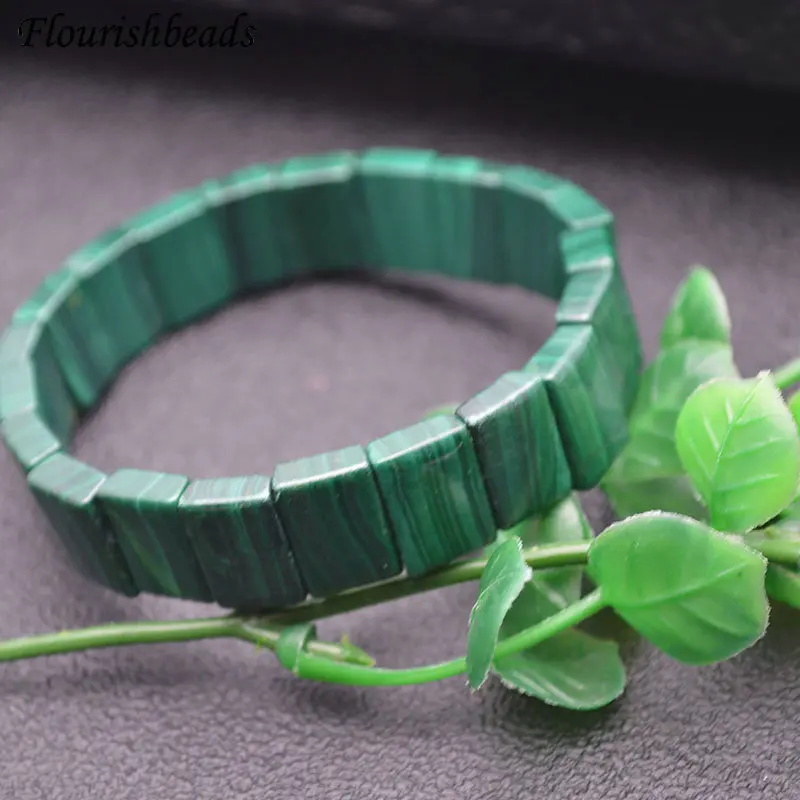 Браслеты из натурального малахита прямоугольные эластичный браслет бусин