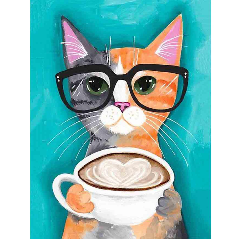 

Full Square/Round Drill 5D DIY Diamond Painting "Cartoon Coffee cat" 3D Embroidery Cross Stitch 5D Home Decor Gift