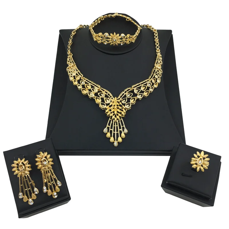 Комплект женских ювелирных изделий из колье браслета и сережек|Ювелирные наборы|