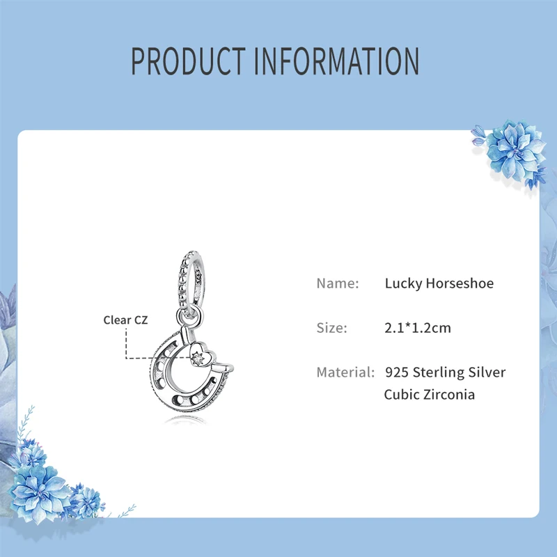 

2021 Authentic 100% 925 Sterling Silver Charms Lucky Horseshoe Charm Fit Original Bracelets Fashion DIY Jewelry For Women