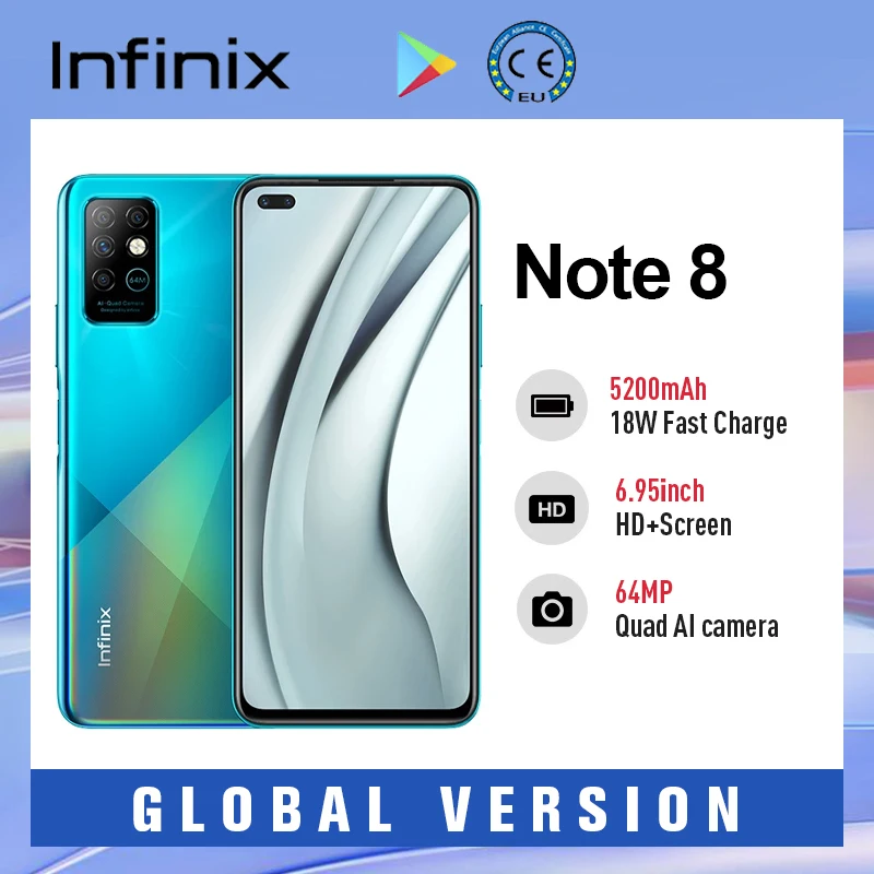 Смартфон Infinix Note 8 6 + 128 ГБ 95 ''HD дисплей аккумулятор 5200 мАч 18 Вт быстрая зарядка