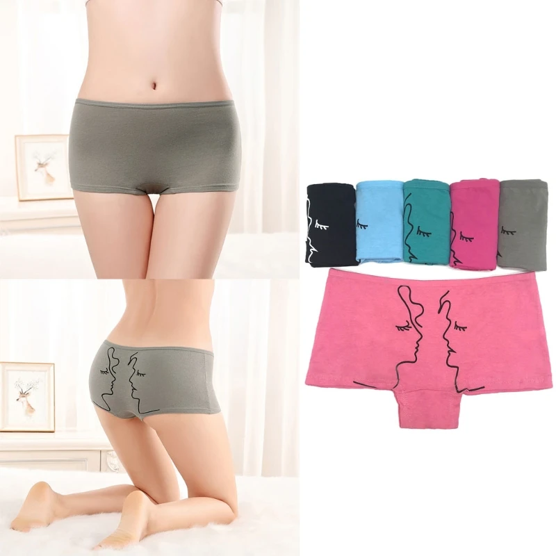 Женское нижнее белье с принтом и низкой талией для девочек хлопковые трусики