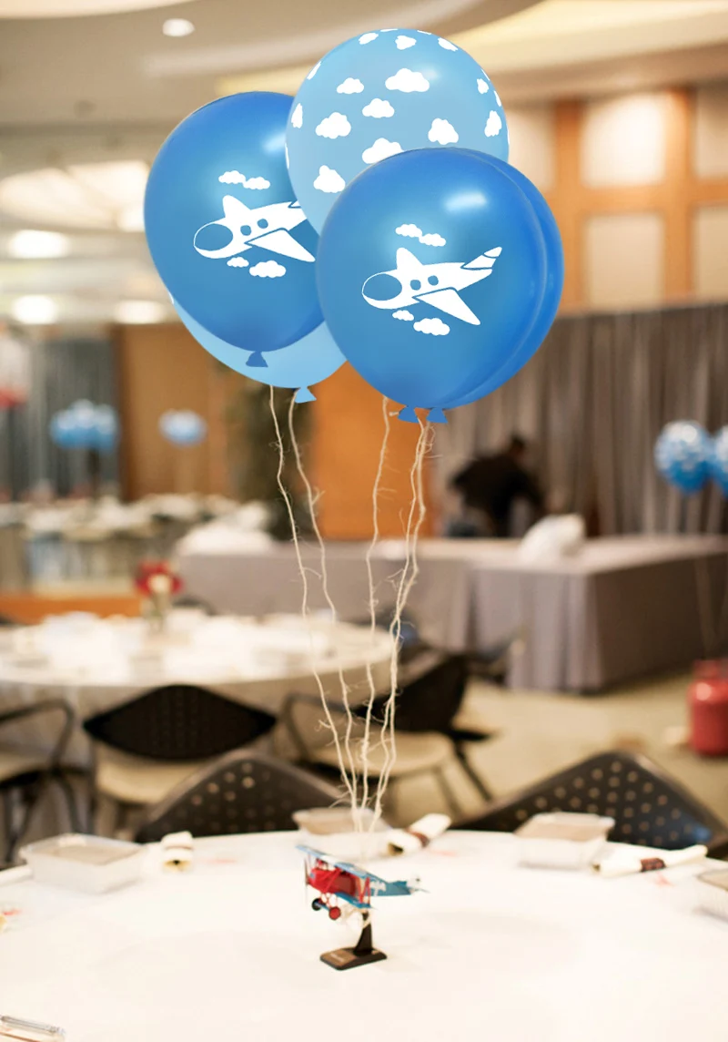 Голубое Белое Облако латексные воздушные шары мальчик самолет тематическая