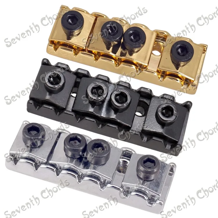

A Set 7 String Electric Guitar Locking Nut For Tremolo Bridge Double Locking Systyem - Length 48mm - Black - Chrome For Choose