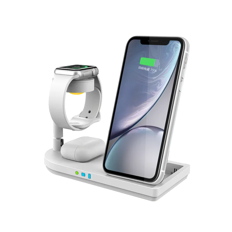 

Беспроводное зарядное устройство Labobbon 15 Вт с умным светом 5 в 1 для Apple Watch 6 5 4 iPhone 12 11 X XS MaxXR 8 Airpods Pro Qi Fast L07