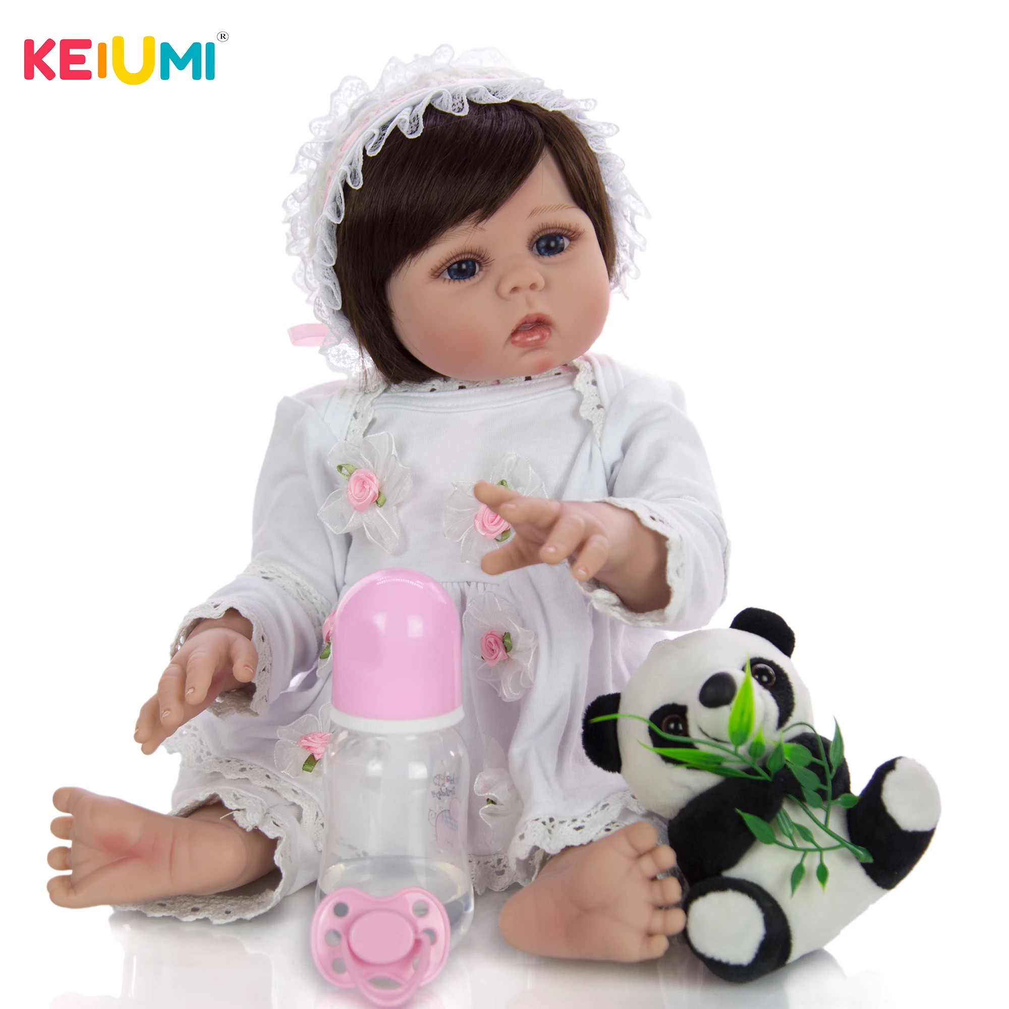 

KEIUMI Realistic Lovely 18 Inch 42 cm Reborn Baby Cute Girl Full Silicone Body Reborn Doll Kid Playmate Baby Girl Birthday Gift