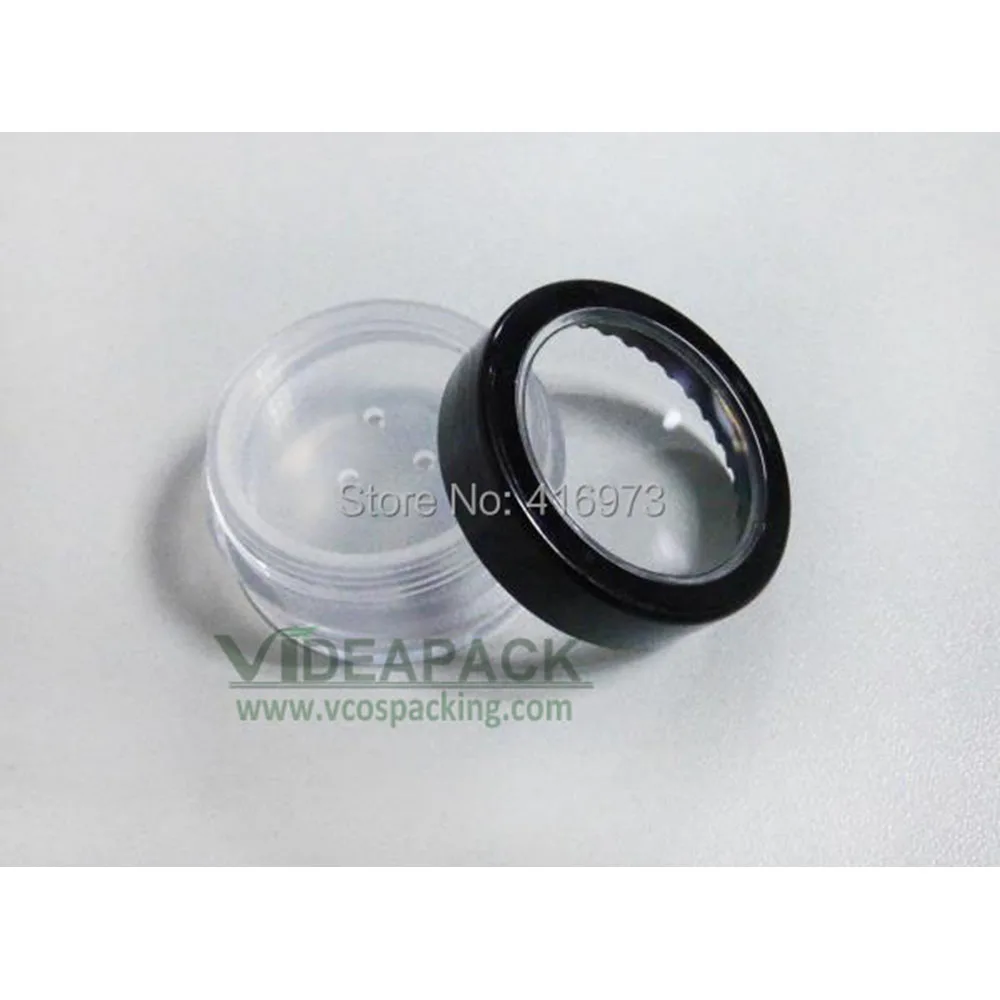 100 шт./лот 10 мл/5g баночка для рассыпчатой пудры с просеивателем/коробка блестками